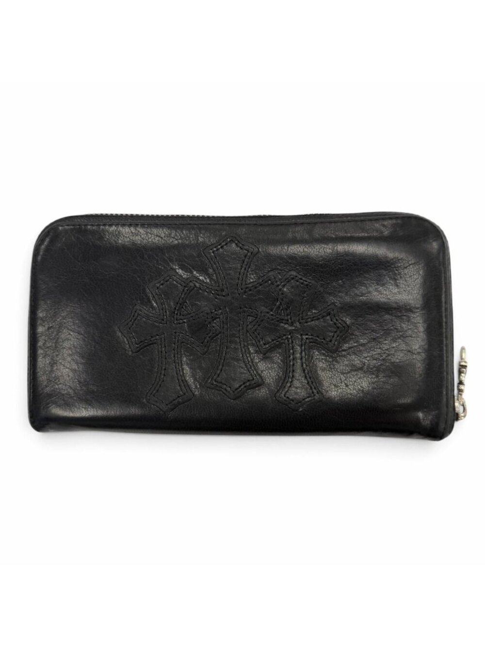 Chrome Hearts Rec-f Zip Leather Cross Patch Zip Around Wallet